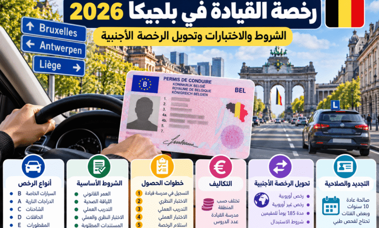 رخصة القيادة في بلجيكا والاختبار النظري والعملي وتحويل الرخصة الأجنبية