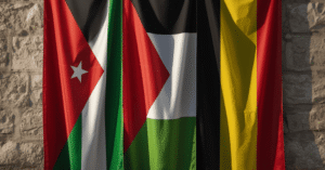 صورة علم فلسطين والاردن وبلجيكا