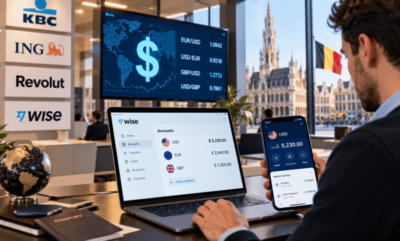 حساب بالدولار في بلجيكا ومقارنة Wise وRevolut وKBC
