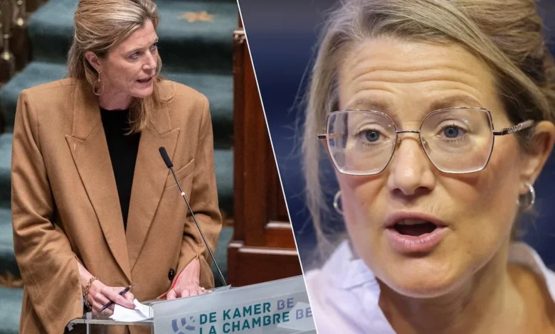 وزيرة العدل البلجيكية Annelies Verlinden ووزيرة اللجوء والهجرة Anneleen Van Bossuyt خلال ظهورين رسميين في بلجيكا.